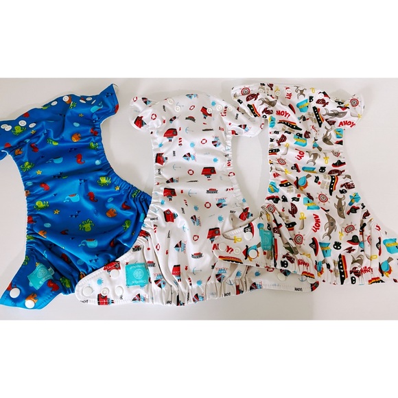 Charlie Banana Pocket Cloth Diaper 3 Pack “Oceana” - Picture 4 of 6